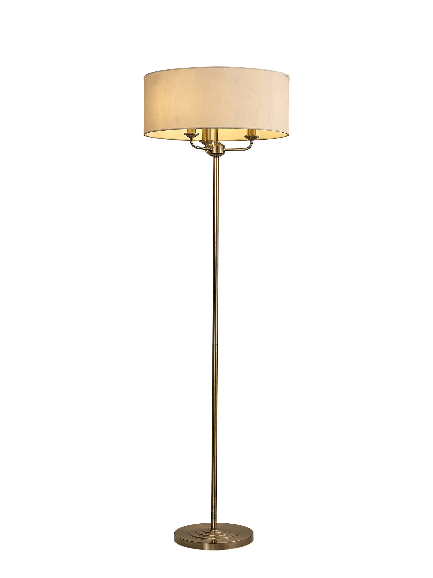 Banyan 45cm 3 Light Floor Lamp Antique Brass; Ivory Pearl